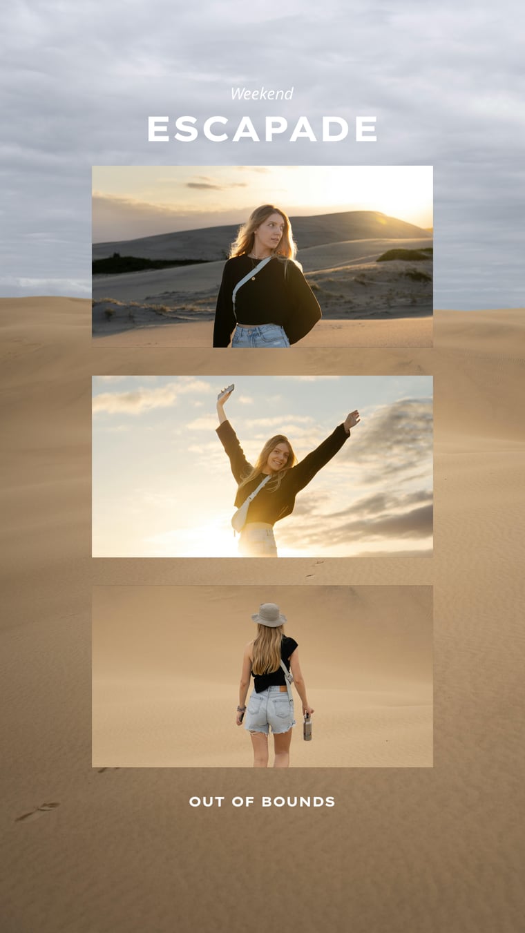 A three photo weekend layout made in Frames