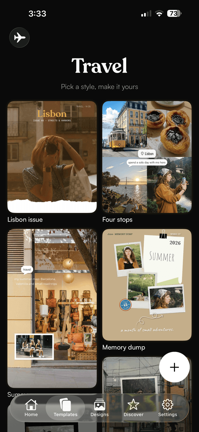The template gallery
